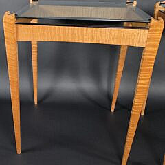 Pair of Chad Voorhees Tiger Maple End Tables, 20th century