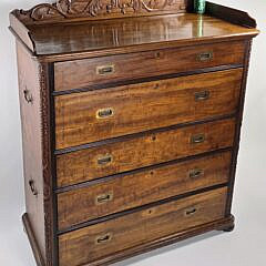 Extraordinary Antique Chinese Export Camphorwood Campaign Tall Chest of Drawers, 19th century