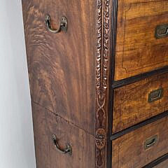 Extraordinary Antique Chinese Export Camphorwood Campaign Tall Chest of Drawers, 19th century