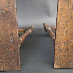 Pair of Extraordinary Antique English Oak Joint Stool Long Benches, 18th century