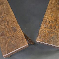 Pair of Extraordinary Antique English Oak Joint Stool Long Benches, 18th century