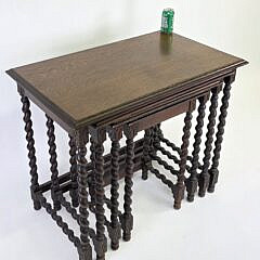 Set of Four Antique English Oak Nesting Tables, 19th century