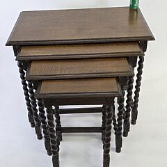 Set of Four Antique English Oak Nesting Tables, 19th century