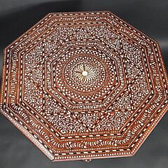 Vintage Anglo Indian Bone Inlaid Breakfast Occasional Table, 20th century