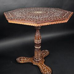 Vintage Anglo Indian Bone Inlaid Breakfast Occasional Table, 20th century