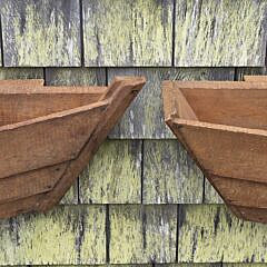 Pair of Vintage Ship Form Lapstrake Boat Window Boxes, 20th century