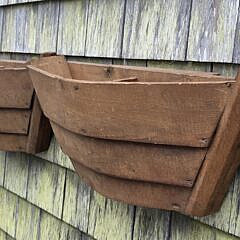 Pair of Vintage Ship Form Lapstrake Boat Window Boxes, 20th century
