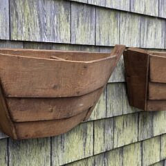 Pair of Vintage Ship Form Lapstrake Boat Window Boxes, 20th century
