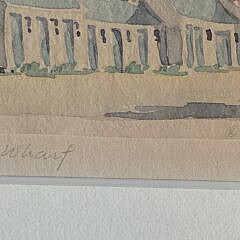 Scarce Doris and Richard Beer Nantucket Watercolor on Paper “Old South Wharf”, 20th century