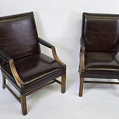 Pair of High Back Leather Club Chairs