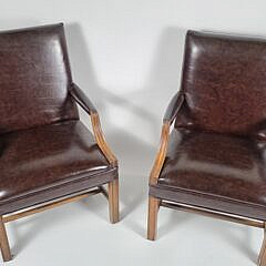 Pair of High Back Leather Club Chairs