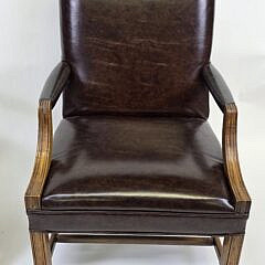 Pair of High Back Leather Club Chairs