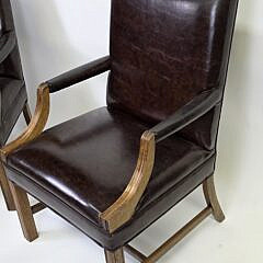 Pair of High Back Leather Club Chairs
