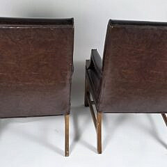 Pair of High Back Leather Club Chairs