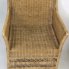 Pair of Vintage Coastal Rattan Club Chairs, 20th century