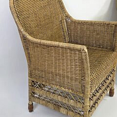 Pair of Vintage Coastal Rattan Club Chairs, 20th century