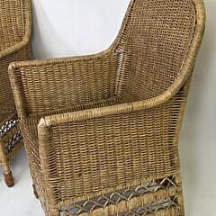 Pair of Vintage Coastal Rattan Club Chairs, 20th century