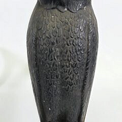 Pair of Heroic Antique Extra Large Cast Iron Figural Owl Andirons, circa 1920s