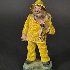 Vintage Old Salt Fisherman Figural Cast Iron Doorstop, 20th century