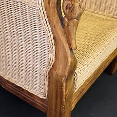 Pair of Vintage Coastal Rattan Swan Head Open Club Chairs, 20th century