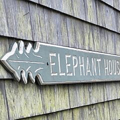 Vintage Carved and Painted “Elephant House”,Quarterboard Sign, 20th century