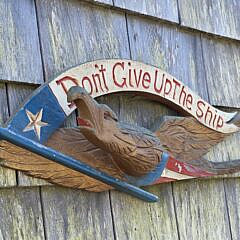  Vintage Paint Decorated Metal Bellamy Style Eagle Wall Plaque, 20th Century