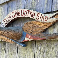  Vintage Paint Decorated Metal Bellamy Style Eagle Wall Plaque, 20th Century