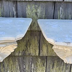 Pair of Vintage Carved and Painted Shell Wall Bracket Shelves, 20th century