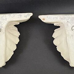 Pair of Vintage Carved and Painted Shell Wall Bracket Shelves, 20th century