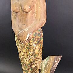 Vintage Carved and Painted Mermaid Ships Figurehead Statue, 20th century