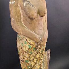 Vintage Carved and Painted Mermaid Ships Figurehead Statue, 20th century 