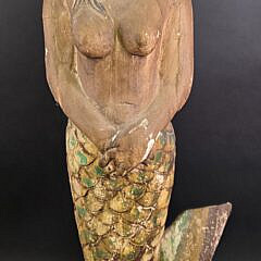 Vintage Carved and Painted Mermaid Ships Figurehead Statue, 20th century 