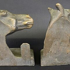 Pair of Antique Solid Bronze Horse Head Bust Bookends, circa 1920s