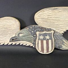 Vintage Antique Style Carved and Painted American Eagle Wall Plaque Sign, 20th century