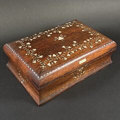 Antique Mother of Pearl Inlaid Rosewood Box, 19th century