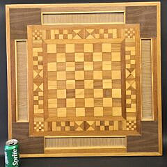 Vintage Multiwood Inlaid Gameboard, 20th century