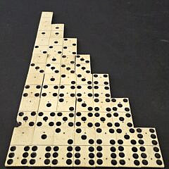 Complete Set of Antique Sailor Made Bone and Ebony Dominoes, 19th century