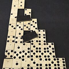 Complete Set of Antique Sailor Made Bone and Ebony Dominoes, 19th century