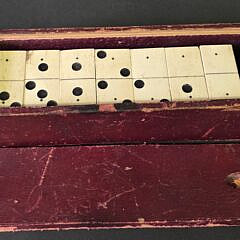 Complete Set of Antique Sailor Made Bone and Ebony Dominoes, 19th century