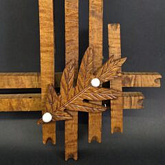 Vintage Tiger Maple Adirondack Tramp Art Criss Cross Frame, 20th century