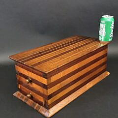Antique Parquetry Inlaid Two Drawer Lift Top Storage Box, 19th century