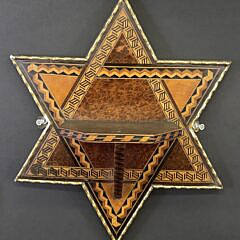 Antique Tumbling Block Inlaid Wall Bracket Shelf, 19th century