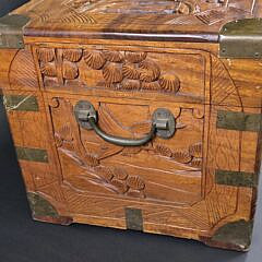 Antique Chinese Export Brass Bound Camphorwood Trunk, 19th Century