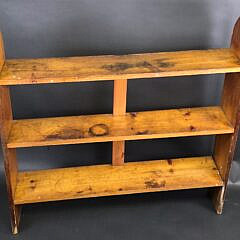 Antique Three-Tier Pyrography Decorated Bookshelf Etagere, circa 1920s