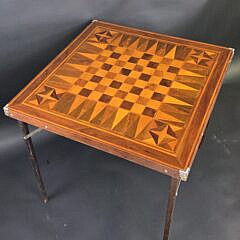  Vintage Multi Wood Inlaid Gameboard Folding Card Table