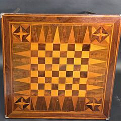  Vintage Multi Wood Inlaid Gameboard Folding Card Table