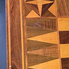  Vintage Multi Wood Inlaid Gameboard Folding Card Table