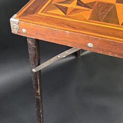  Vintage Multi Wood Inlaid Gameboard Folding Card Table