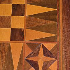  Vintage Multi Wood Inlaid Gameboard Folding Card Table