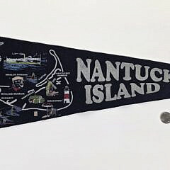 Vintage Pictorial Nantucket Island Map Pennant Flag, 20th century